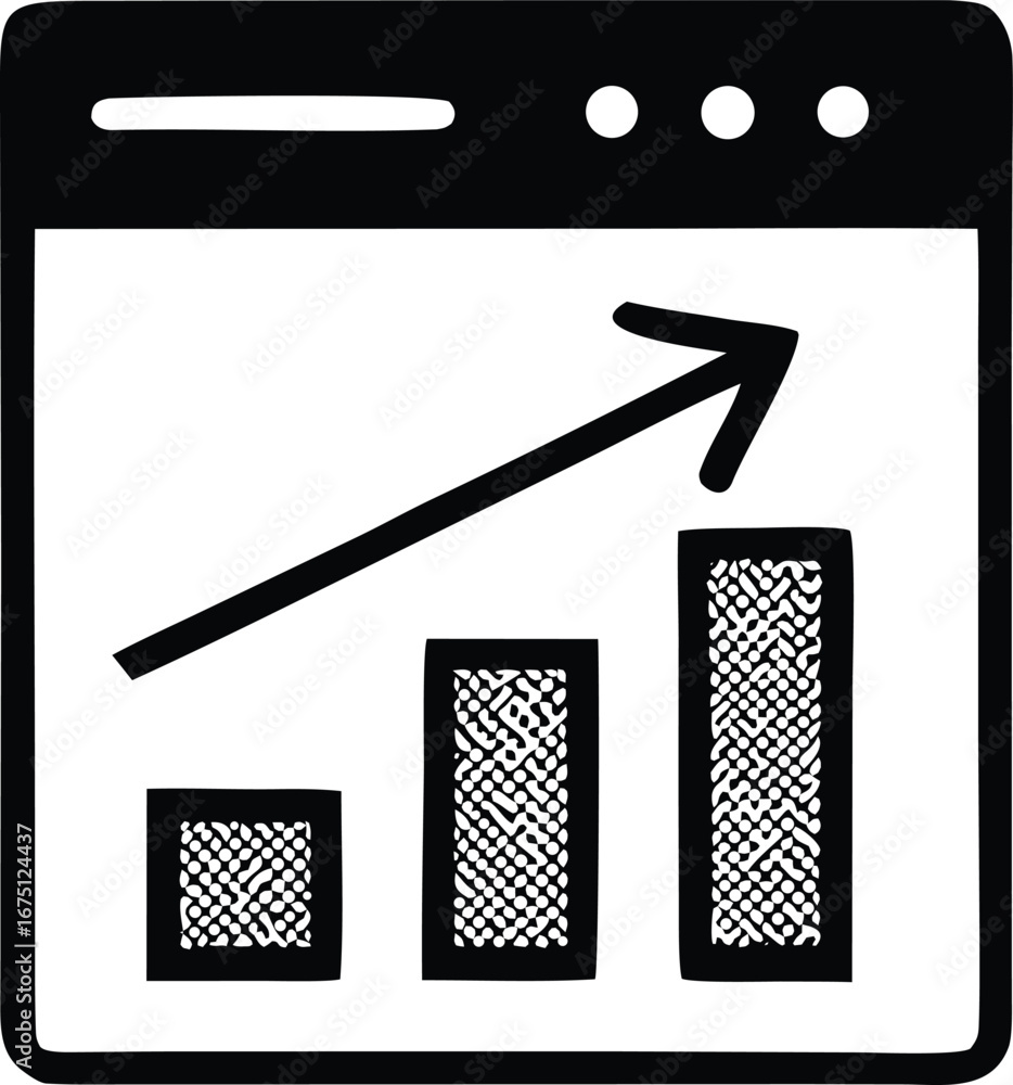 Aufkleber drawn bar chart with upward arrow indicating growth and success in digital analytics and business pe