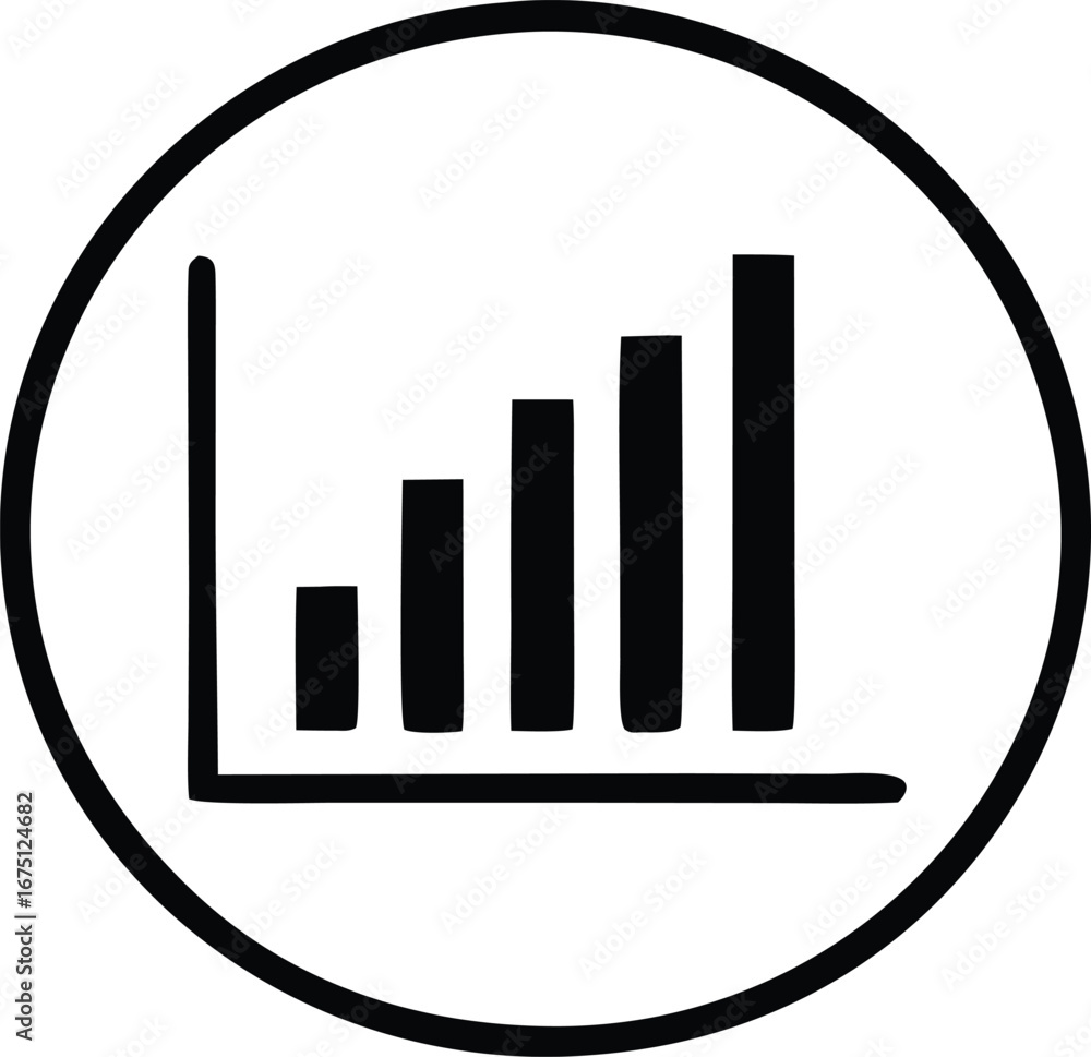 Aufkleber simple growing bar chart icon symbol represents progress growth increase data analysis financial per