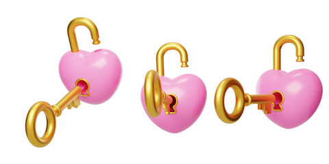 Heart-shaped lock 3D model Valentine's Day Heart-shaped lock