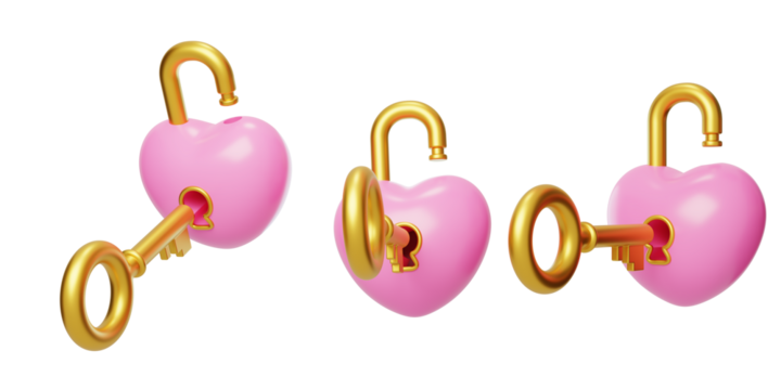 Heart-shaped lock 3D model Valentine's Day Heart-shaped lock