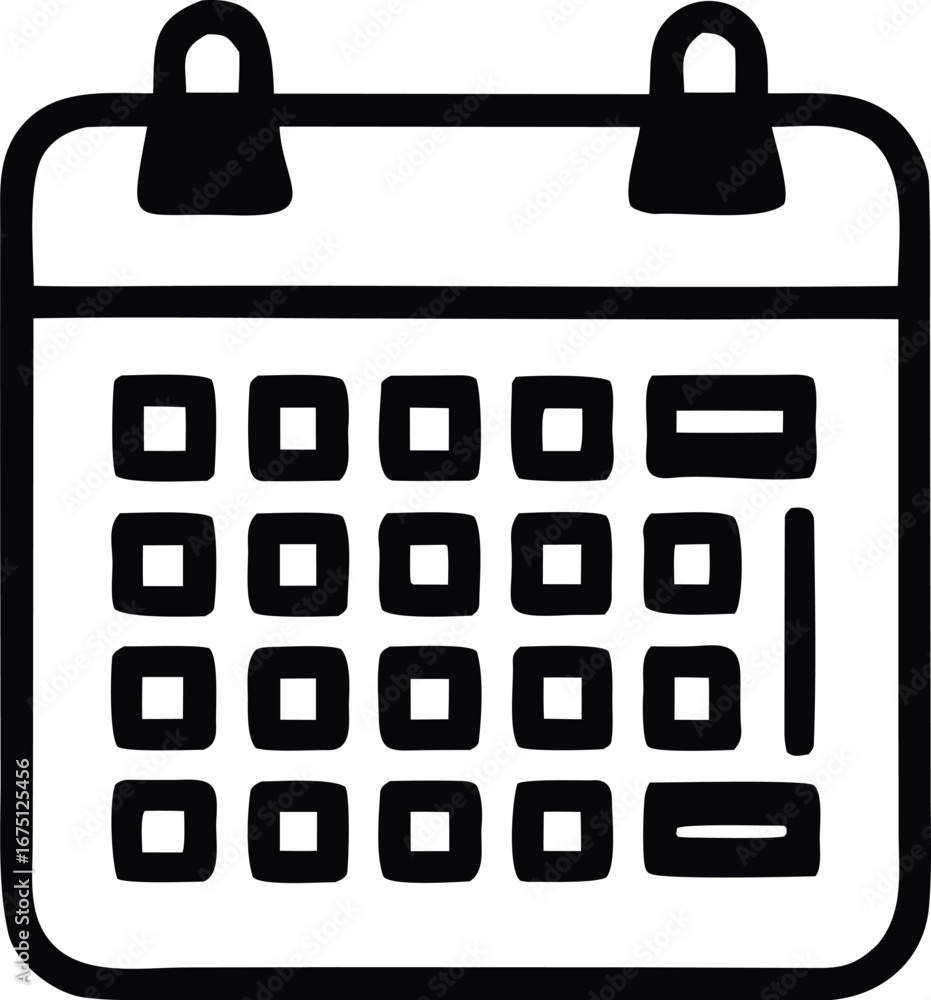 Aufkleber simple icon of a calendar page showing a grid of days for scheduling and planning events