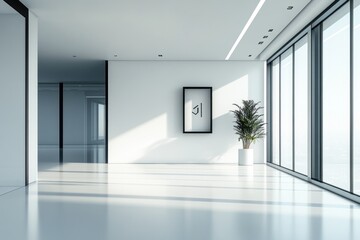 Fototapeta premium Sleek logo of a modern office with large windows