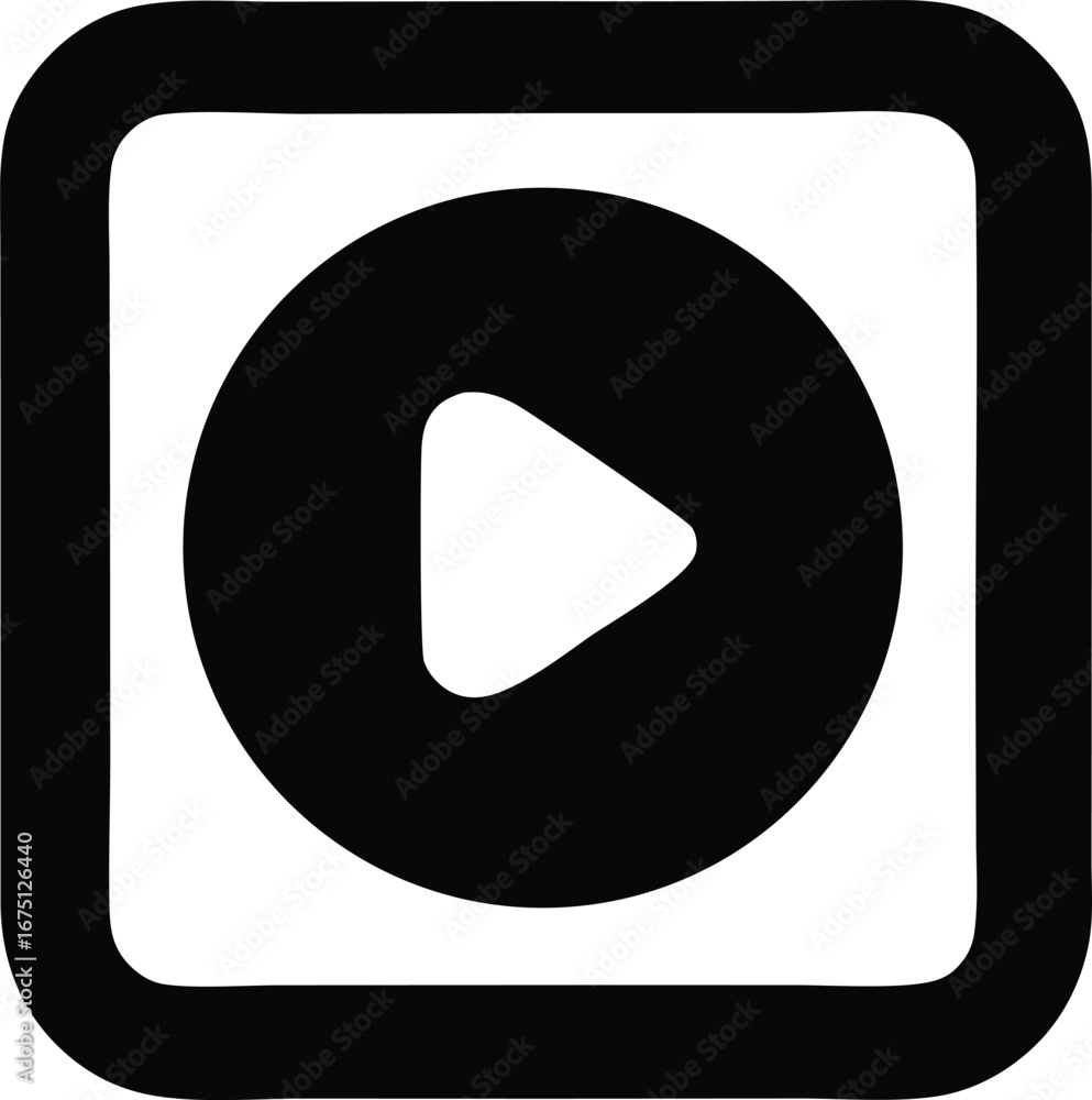 Poster modern play button icon for media player applications digital interface design elements audio video 