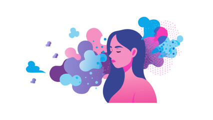 Woman mindfulness meditation illustration vector art design for mental health and wellness concept