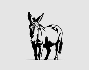 Donkey Silhouette digital Art, Intricate Powerful and Ready for Print or Web, Sharp Details. Strong Identity. Timeless Design, Symbolize Strength, Courage 