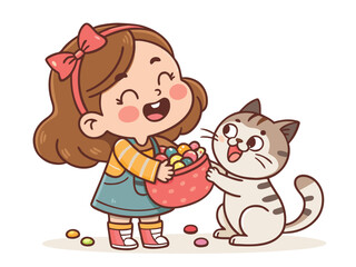 Fototapeta premium girl with cat