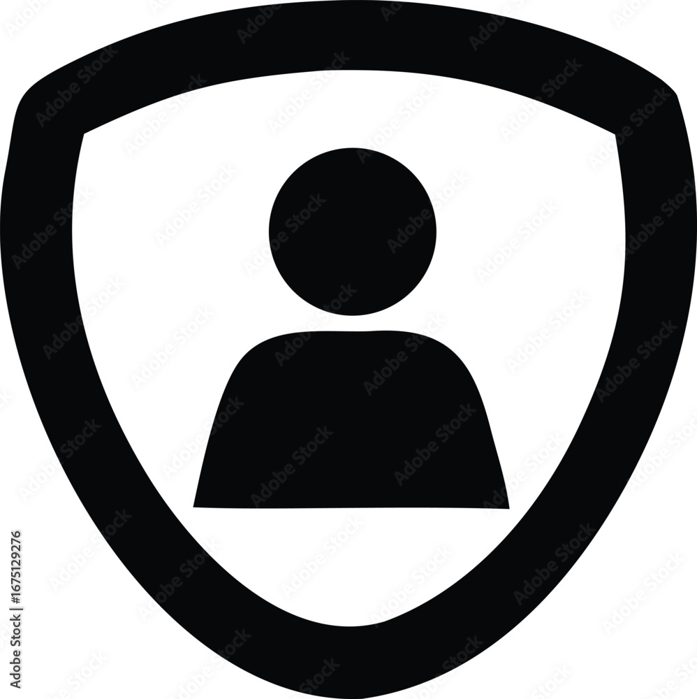 Poster personal security shield icon representing user protection data privacy and safety in digital identi