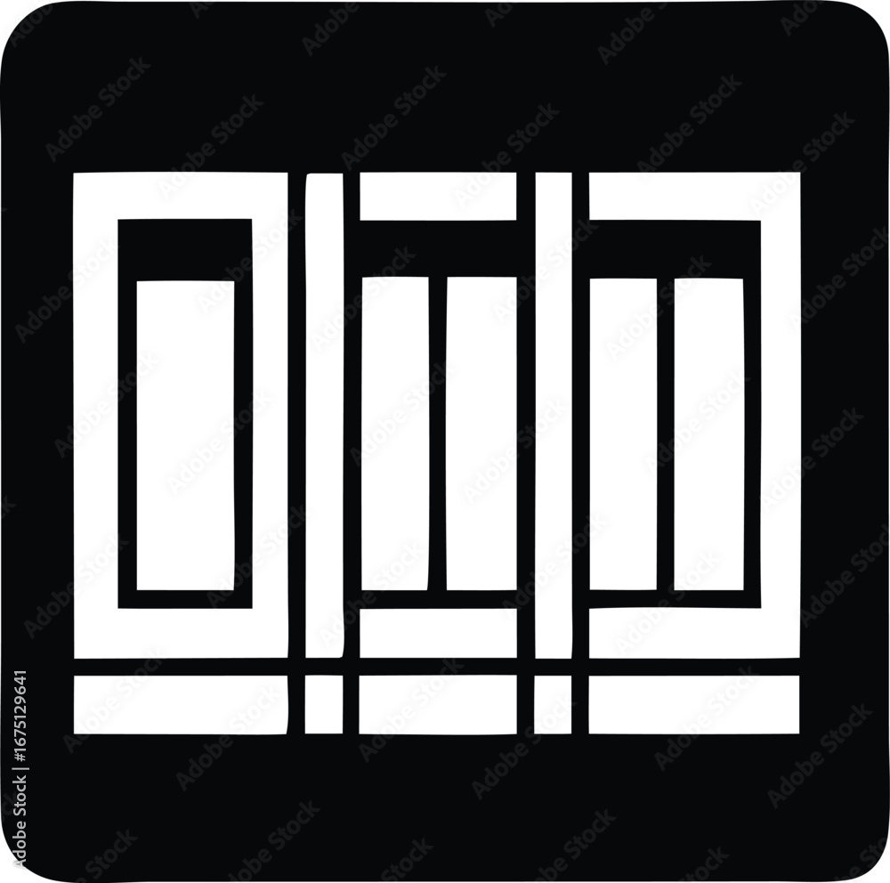 Poster modern abstract geometric design a stylized grid pattern in black and white with clean lines and rec