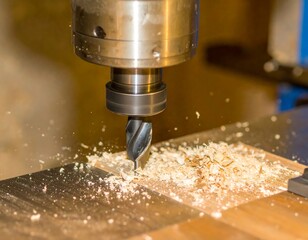 CNC machine drilling wood