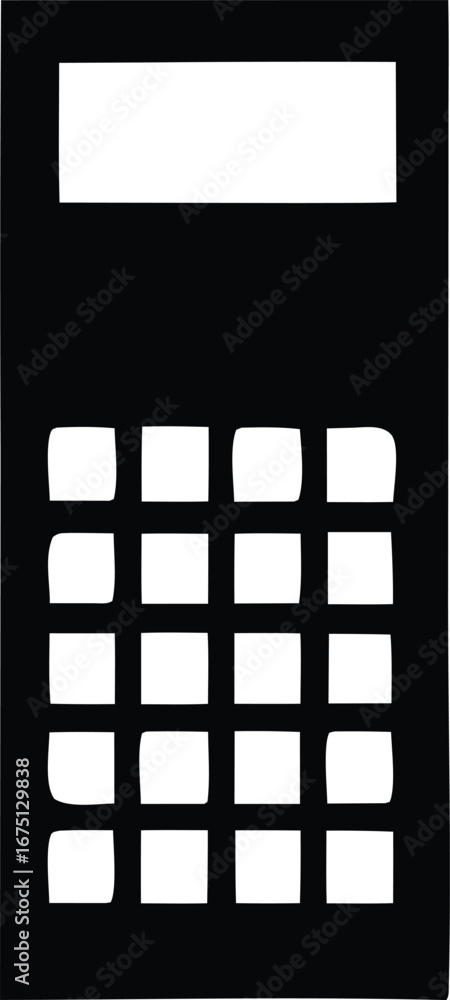 Poster calculator keypad and display elements simple monochrome design abstract geometric arrangement