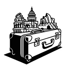 Travel Suitcase with Iconic Landmarks – National Tourism Day Vector Illustration