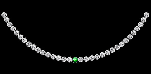 Stunning Diamonds Necklace Antique Jewelry Vector Illustration.