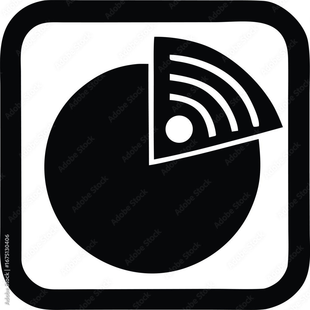 Poster modern signal icon abstract circular design with wi-fi symbol represents connectivity and data trans
