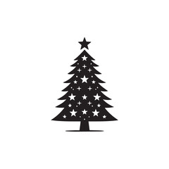 Obraz premium Christmas Tree silhouette black and white vector icon