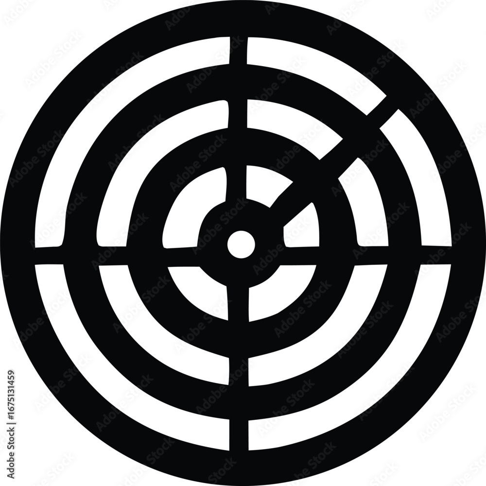 Poster abstract circular pattern with concentric rings and radial spokes geometric design for visual impact