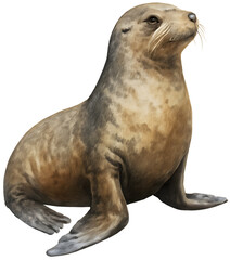 Obraz premium Majestic Seal Portrait Sitting in Natural Pose on Clean White Background