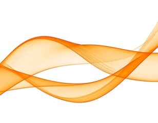 Abstract Orange Wave Flowing Design on White Background.