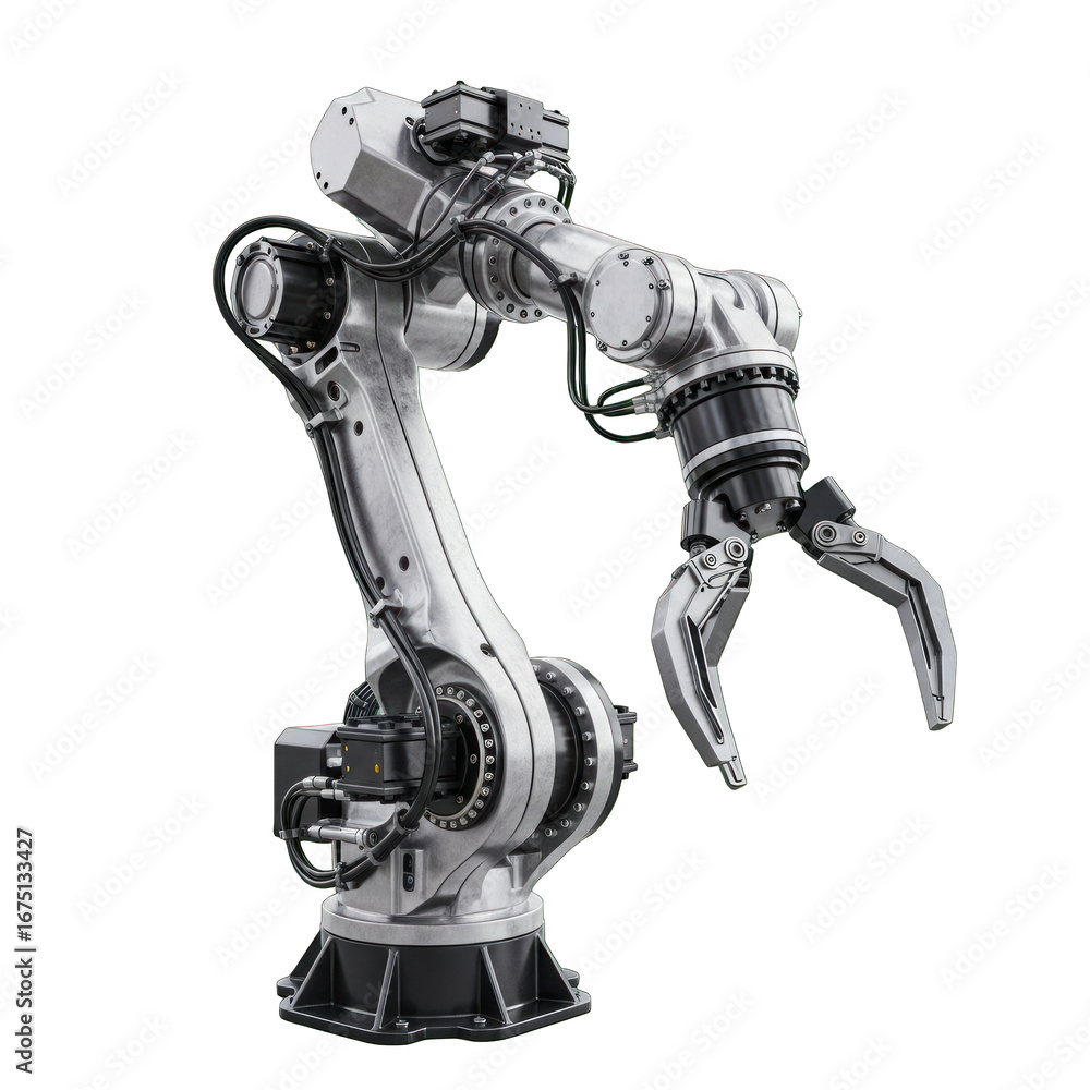 Poster advanced robotic arm poised for precision manufacturing operations with futuristic design
