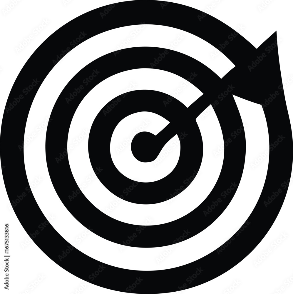 Poster symbolic target icon with arrow representing focus strategy and business goals achieving precision a