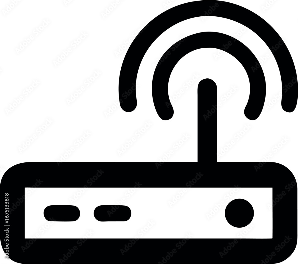 Aufkleber simple icon of a router with wireless signal for internet and network connectivity