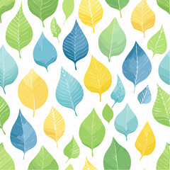 Fototapeta premium Seamless pattern of leaves in many colors 3