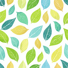 Seamless pattern of leaves in many colors
2