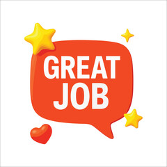 Bright and Cheerful Great Job Illustration with Stars and Heart for Recognition and Appreciation