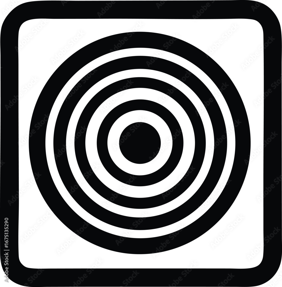Poster concentric circle target icon in square frame simple graphic design element for universal applicatio