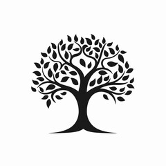 Obraz premium Majestic black tree vector, a timeless nature design, abstract rounded silhouette