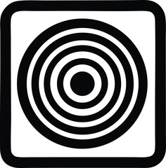 Concentric circle target icon in square frame simple graphic design element for universal applications