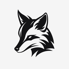 Obraz premium Striking stylized fox head art, bold monochrome design, impactful animal silhouette