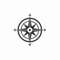 Minimalist compass rose with arrows graphic navigation direction simple geometric silhouette