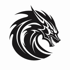Fototapeta premium Stylized snarling wolf head vector design, fierce tribal illustration silhouette