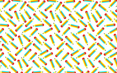 Seamless colored pencil patterns arranged in a random and fun way. This design would be ideal for education or creative related projects, adding a fun and lively element.
