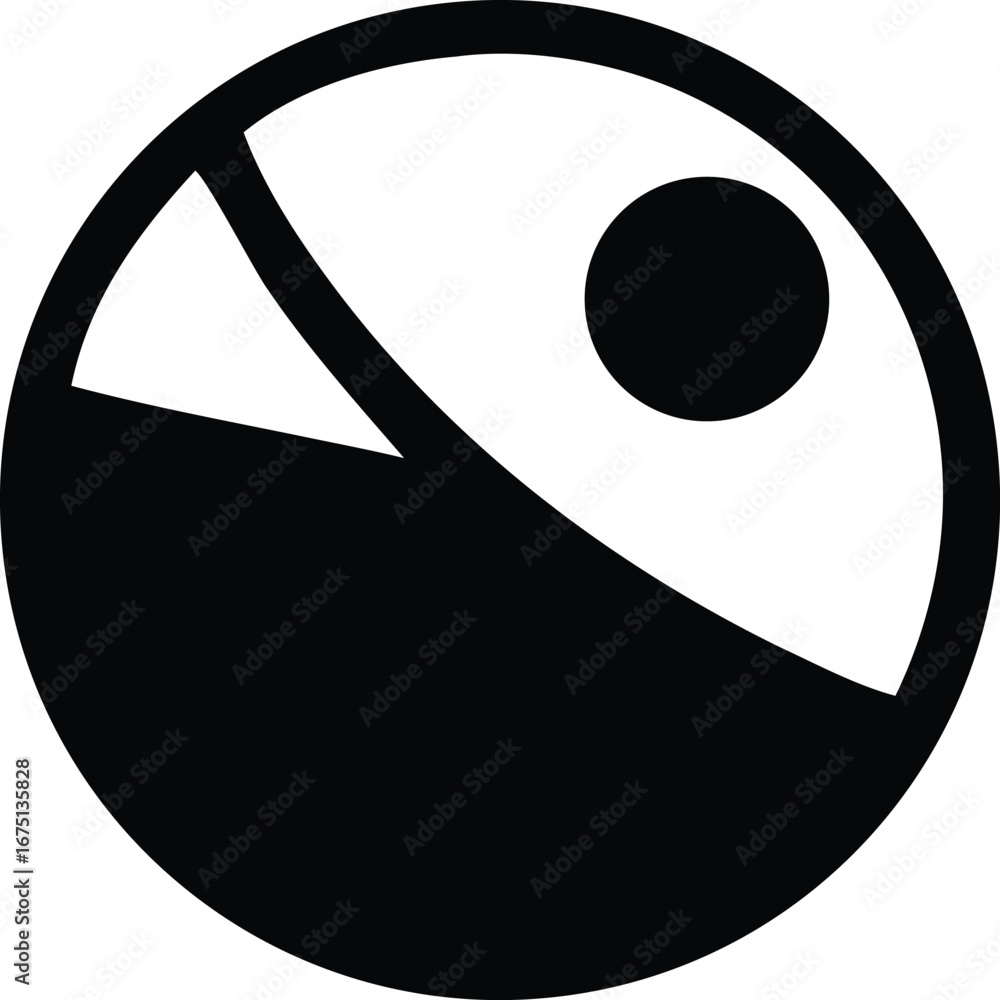 Aufkleber abstract circular symbol with geometric shapes and a small circle representing celestial bodies or c