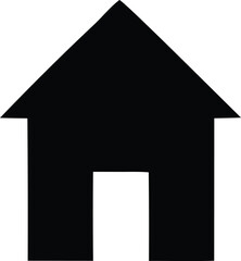 Simple black silhouette of a house with an open doorway perfect for property real estate and home symbolism