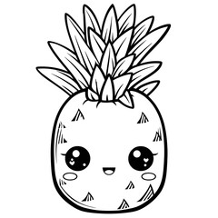 Obraz premium Cute pineapple fruit coloring page