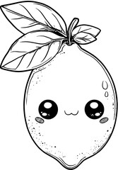 Obraz premium Cute lemon fruit coloring page