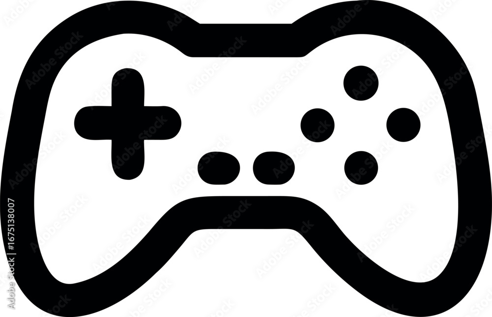Fototapete simple black line art icon of a video game controller for gaming and entertainment concepts. vector 