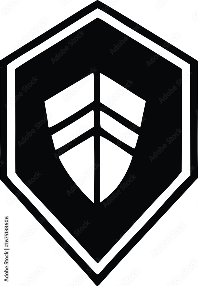 Aufkleber modern hexagonal shield emblem with stylized white shield and horizontal lines ideal for security an