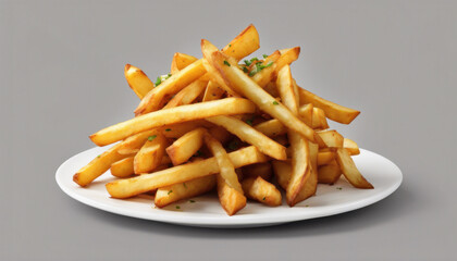 Spicy Snack – Fries Isolated on Grey - High Definition - Soft Focus