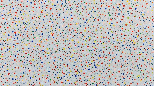 Vibrant scattered polka dots in a playful, colorful pattern creating a cheerful and energetic background for design projects and creative uses