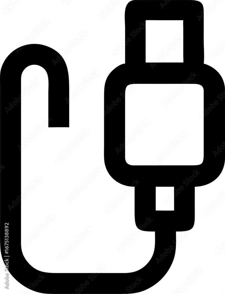 Aufkleber simple line art icon of a charging cable with a rectangular connector, representing digital device p