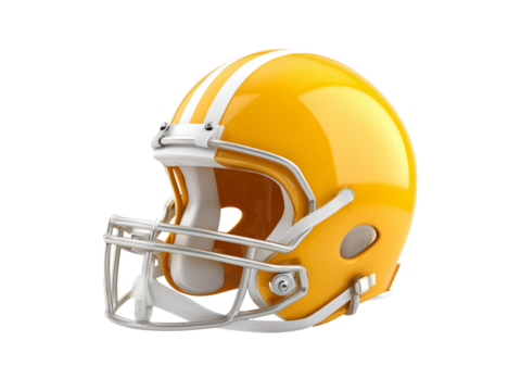 Yellow american football helmet sport game equipment, Isolated On White Background, Png Transparent - Powered by Adobe
