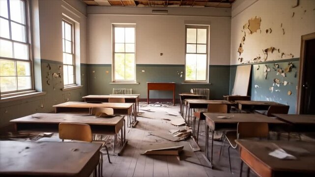 Empty classroom interior