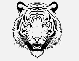 Tiger Silhouette digital Art, Intricate Powerful and Ready for Print or Web, Sharp Details. Strong Identity. Timeless Design, Symbolize Strength, Courage, Logo, and Leadershi 