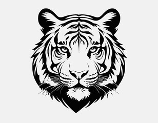 Tiger Silhouette digital Art, Intricate Powerful and Ready for Print or Web, Sharp Details. Strong Identity. Timeless Design, Symbolize Strength, Courage, Logo, and Leadershi 