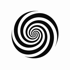 Hypnotic black and white vortex design, a mesmerizing optical spiral silhouette