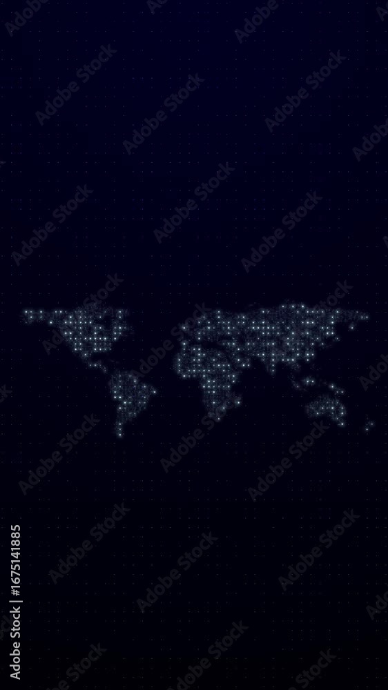 Aufkleber dynamic animation showing world map formed of glowing points global connections, digital communicati