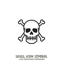 Skull and Bone Icon Symbol Vector Illustration in Black and White